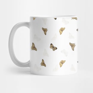 Elegant Golden Butterflies White Pattern Mug